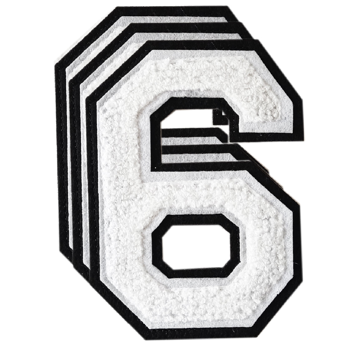 3PCS White/Black Chenille Number, 4.5" Iron on Number Patches, Chenille Stitch Numbers 0 to 9 Patches for Clothing