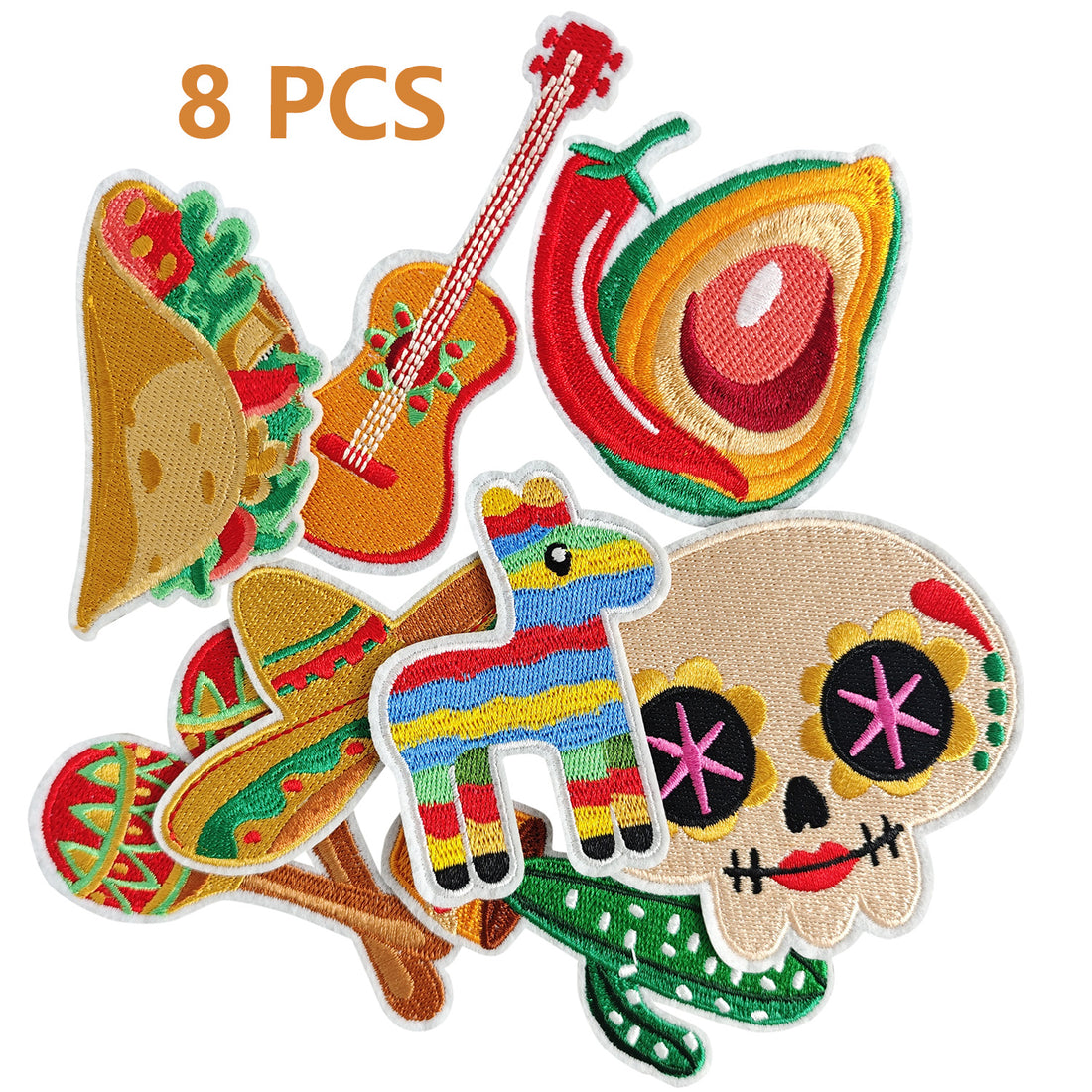 8Pcs Mexico Patches Embroidered Iron on Taco Cactus Avocado Patch for Clothes, Iron-on Patches / Sew-on Appliques Patches for Clothing, Jackets, Backpacks, Caps, Jeans
