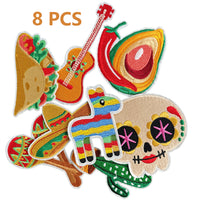 8Pcs Mexico Patches Embroidered Iron on Taco Cactus Avocado Patch for Clothes, Iron-on Patches / Sew-on Appliques Patches for Clothing, Jackets, Backpacks, Caps, Jeans
