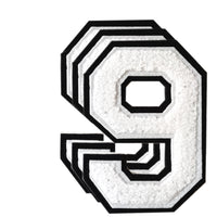 3PCS White/Black Chenille Number, 4.5" Iron on Number Patches, Chenille Stitch Numbers 0 to 9 Patches for Clothing