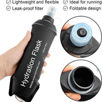 150ml 250ml 500ml Black Recycable, food-graded, safety collapsible soft flask Collapsible Water Bottle Foldable Water Bottle Soft Flask 500ml for Running, Cycling, Camping, Hiking