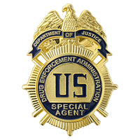 Agent Badge for Dressing up and Cosplay, Enameled & Plated, Catch Design, Nickel-Brass Opulent Shield Badge,Gift Box Packaging