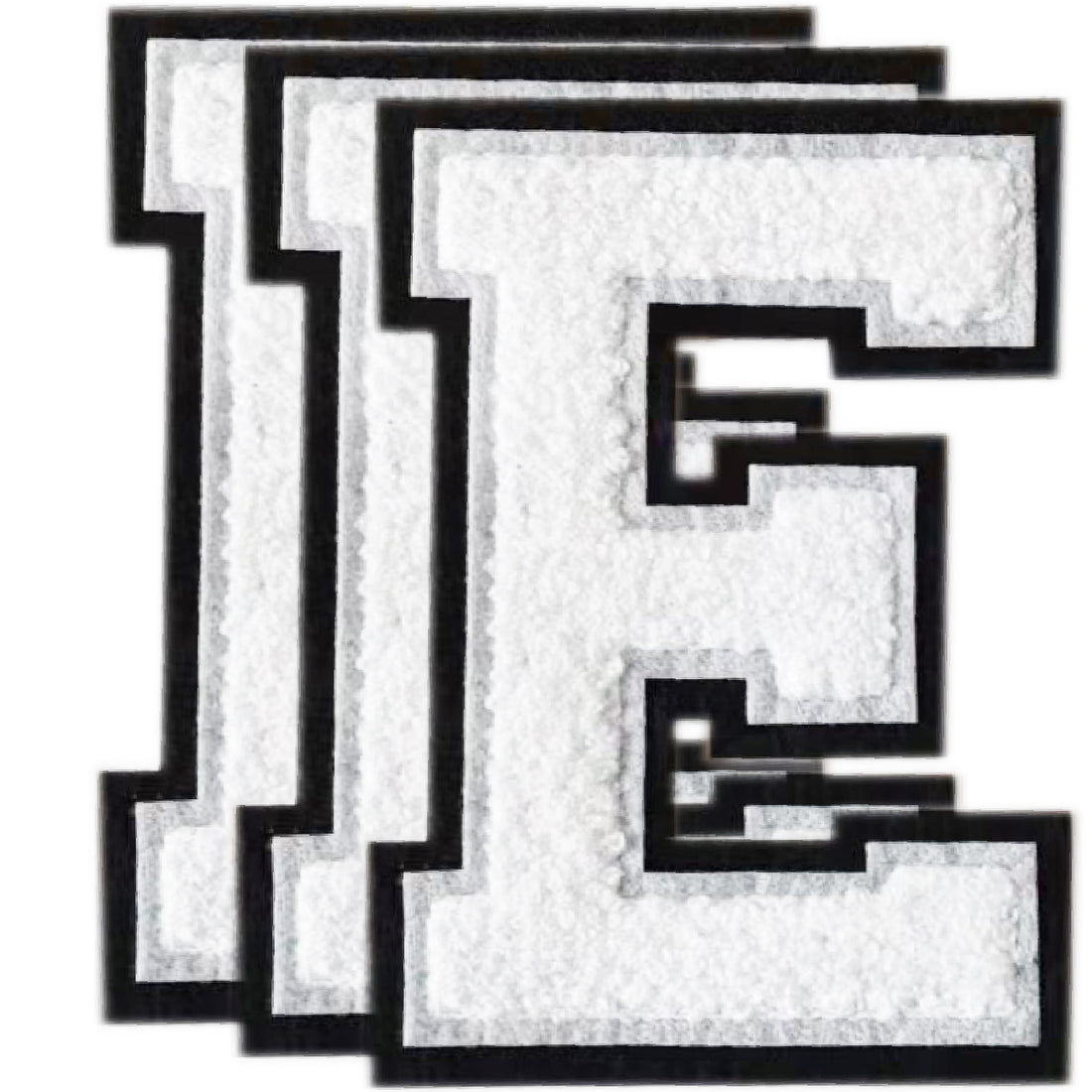 3PCS White/Black Chenille Letter, 4.5" Iron on Letters Patches, Chenille Stitch Varsity Letter A to Z Patches for Clothing