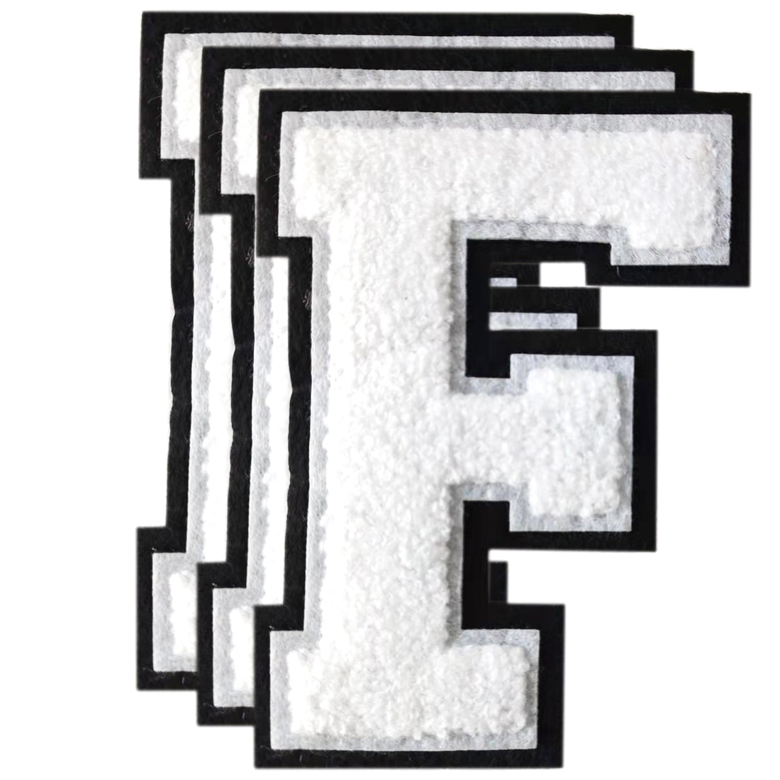 3PCS White/Black Chenille Letter, 4.5" Iron on Letters Patches, Chenille Stitch Varsity Letter A to Z Patches for Clothing