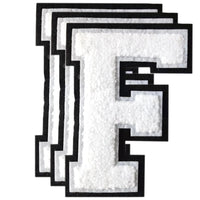 3PCS White/Black Chenille Letter, 4.5" Iron on Letters Patches, Chenille Stitch Varsity Letter A to Z Patches for Clothing