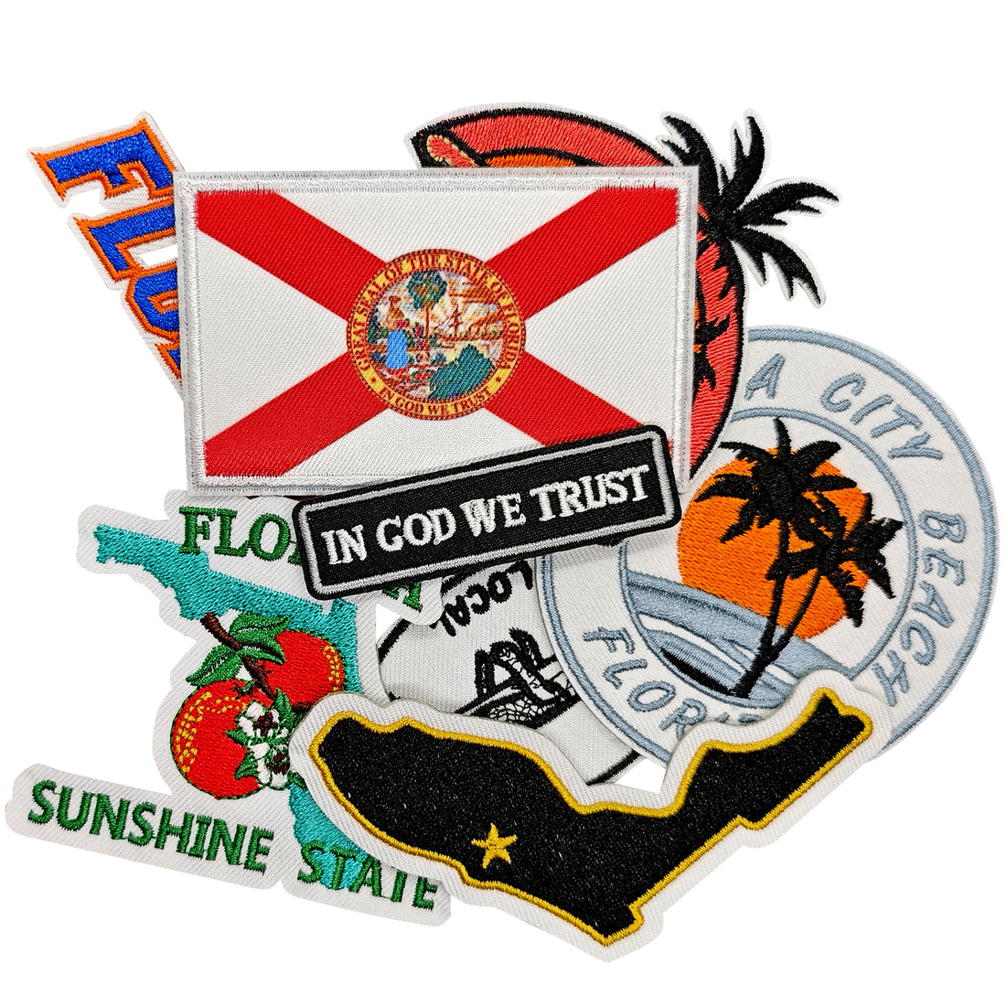 8Pcs Florida Patches Embroidered Iron on Patch for Clothes, Iron-on Patches / Sew-on Appliques Patches for Clothing, Jackets, Backpacks, Caps, Jeans