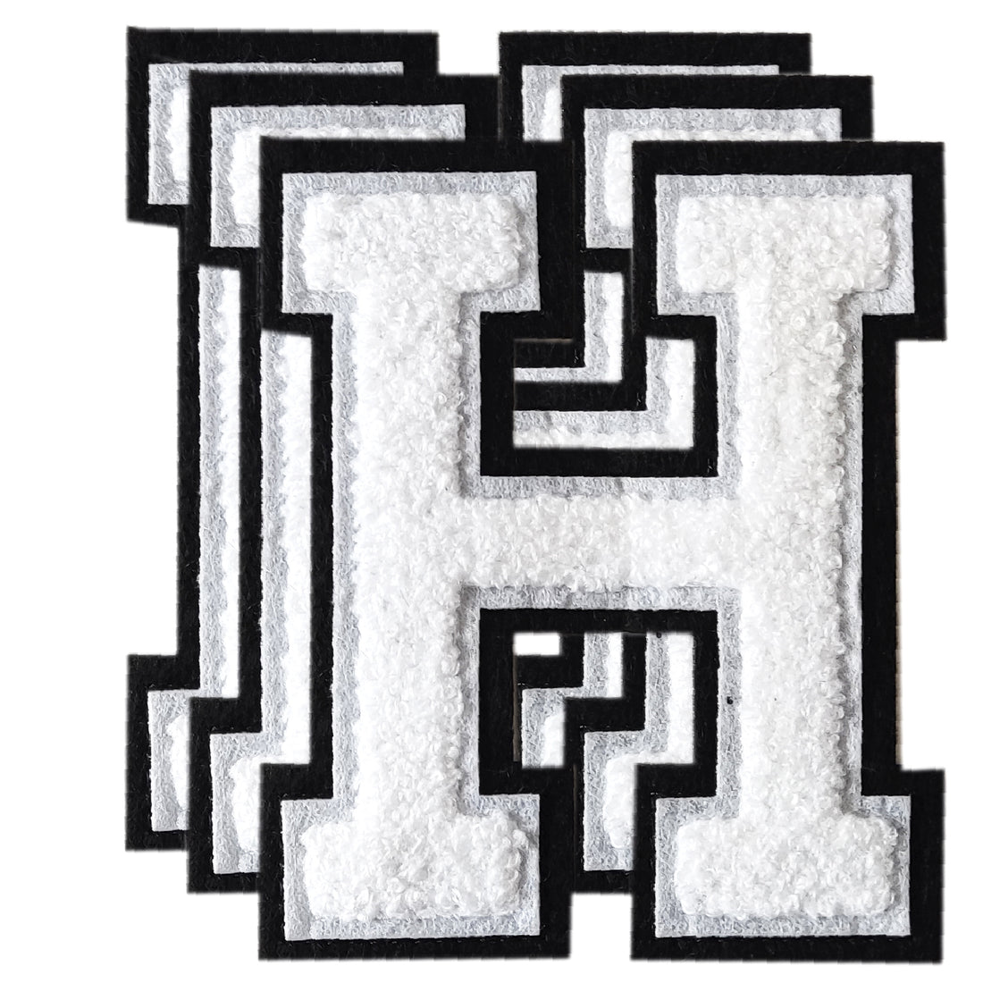 3PCS White/Black Chenille Letter, 4.5" Iron on Letters Patches, Chenille Stitch Varsity Letter A to Z Patches for Clothing