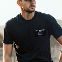 I Fix Stupid Tactical Patch Embroidered Badge Hook and Loop Badge Black