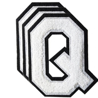 3PCS White/Black Chenille Letter, 4.5" Iron on Letters Patches, Chenille Stitch Varsity Letter A to Z Patches for Clothing