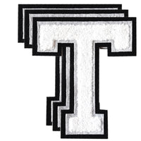 3PCS White/Black Chenille Letter, 4.5" Iron on Letters Patches, Chenille Stitch Varsity Letter A to Z Patches for Clothing