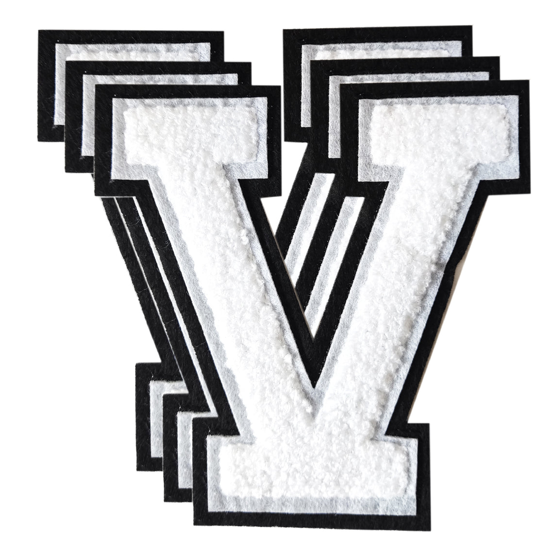 3PCS White/Black Chenille Letter, 4.5" Iron on Letters Patches, Chenille Stitch Varsity Letter A to Z Patches for Clothing