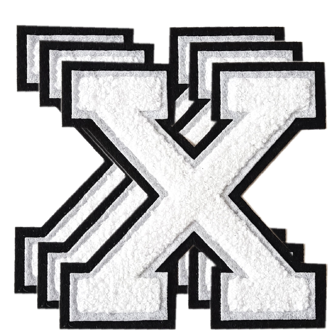3PCS White/Black Chenille Letter, 4.5" Iron on Letters Patches, Chenille Stitch Varsity Letter A to Z Patches for Clothing