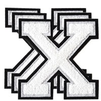3PCS White/Black Chenille Letter, 4.5" Iron on Letters Patches, Chenille Stitch Varsity Letter A to Z Patches for Clothing