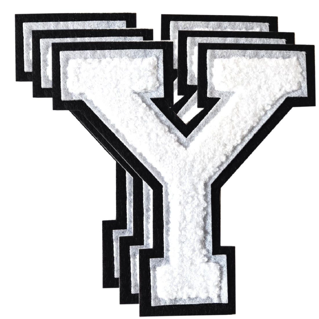 3PCS White/Black Chenille Letter, 4.5" Iron on Letters Patches, Chenille Stitch Varsity Letter A to Z Patches for Clothing