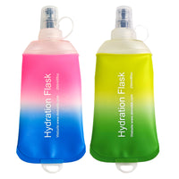 250ML 500ML Colorful Gradient Soft TPU Flask Running Water Bottle Water Flask Hydration Flasks for Hiking Camping Running Travelling
