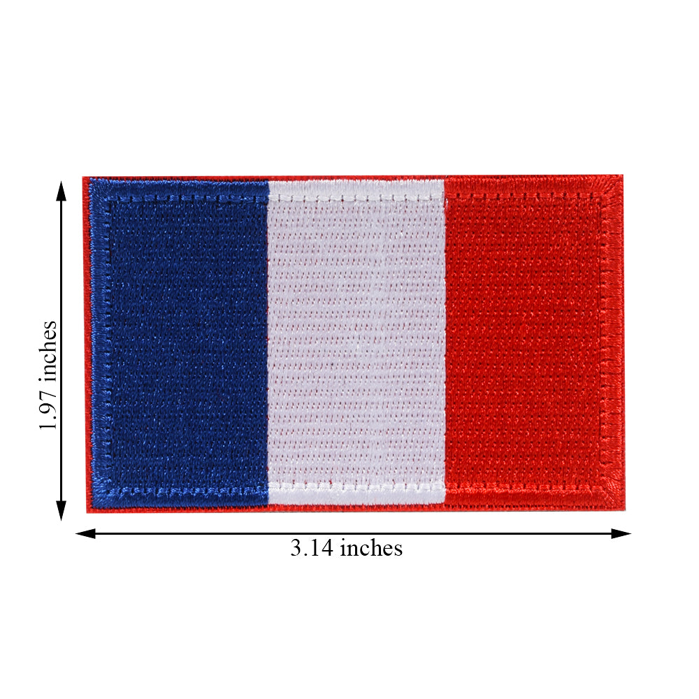 France Flag Tactical Patch, Hook and Loop Patch Embroidered Badge for Military Uniform, Tactical Bag, Jacket, Jeans, and Hats