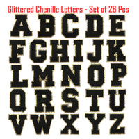 26PCS Black Iron-on Chenille Letter Patches for Clothing, Jackets, Backpacks - Alphabet Applique Iron on Repair Patches