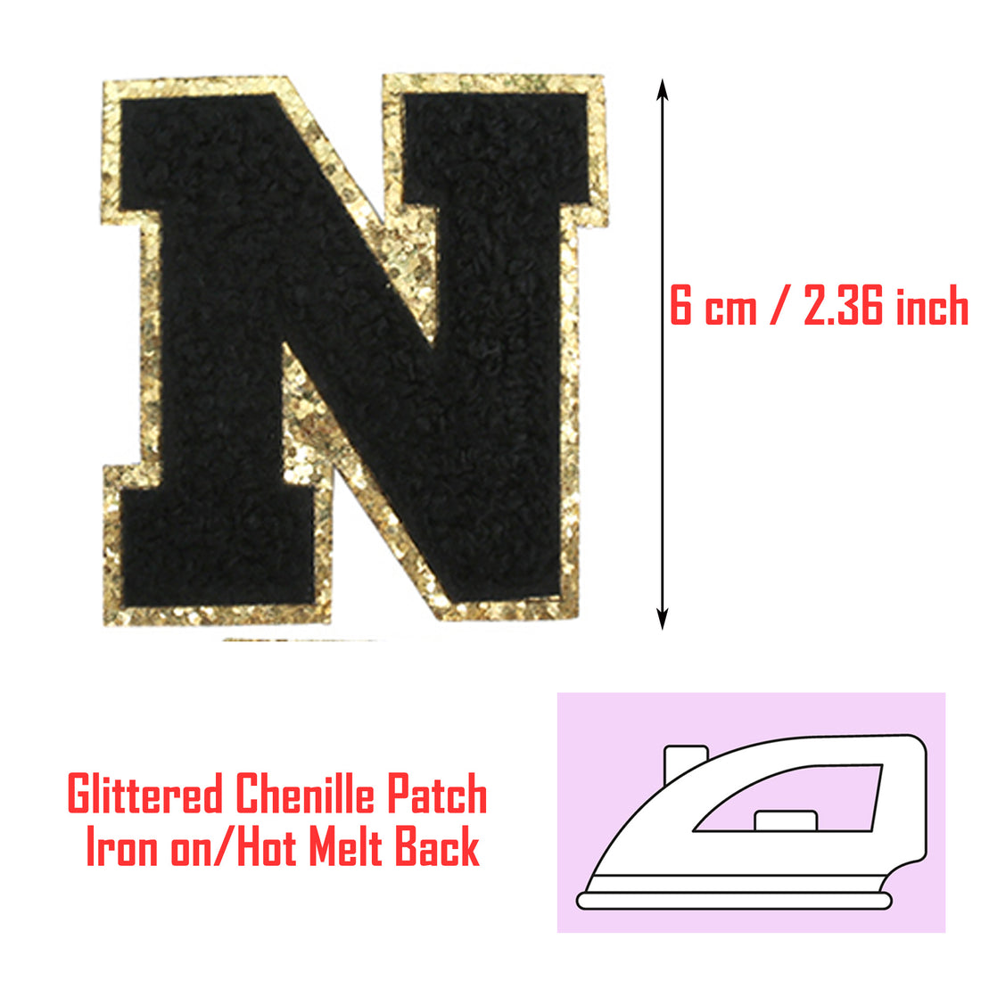 26PCS Black Iron-on Chenille Letter Patches for Clothing, Jackets, Backpacks - Alphabet Applique Iron on Repair Patches
