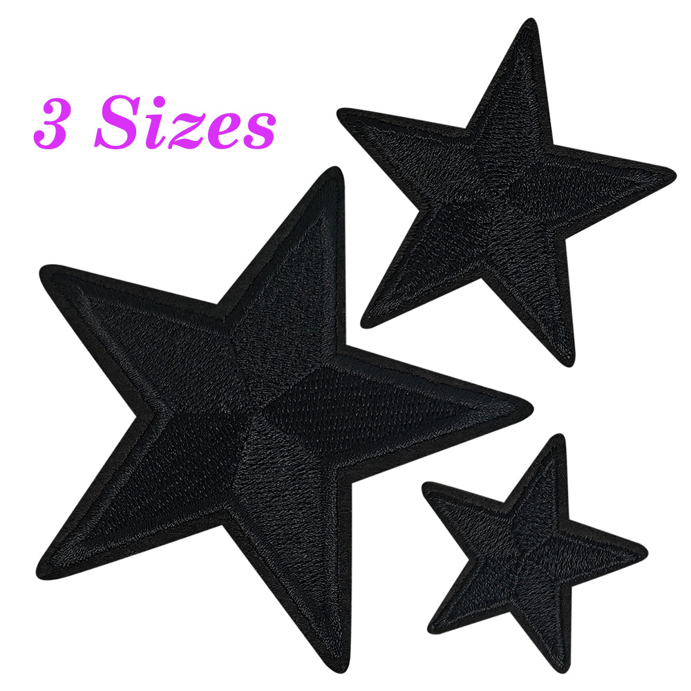 24Pcs Black Star Iron on Embroidered Patches 3 Different Size Star Embroidered Iron on Patch Sew on Applique for Clothes, Iron-on Patches / Sew-on Appliques Patches for Clothing, Jackets, Backpacks, Caps, Jeans