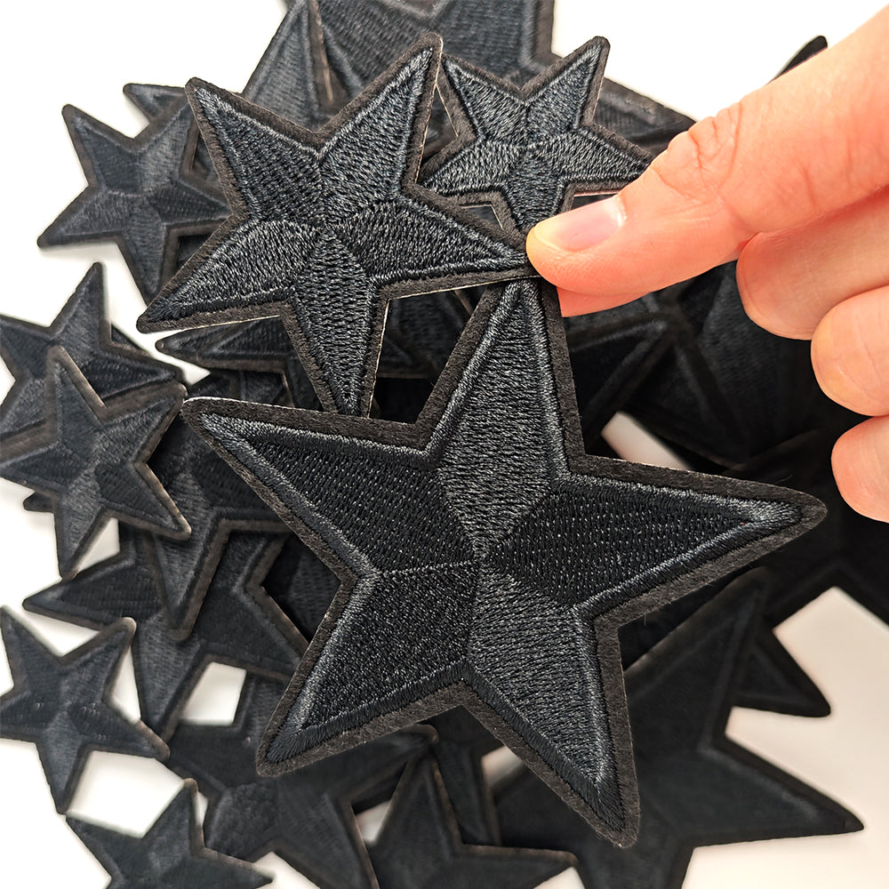 24Pcs Black Star Iron on Embroidered Patches 3 Different Size Star Embroidered Iron on Patch Sew on Applique for Clothes, Iron-on Patches / Sew-on Appliques Patches for Clothing, Jackets, Backpacks, Caps, Jeans