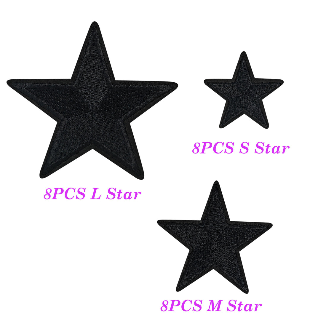 24Pcs Black Star Iron on Embroidered Patches 3 Different Size Star Embroidered Iron on Patch Sew on Applique for Clothes, Iron-on Patches / Sew-on Appliques Patches for Clothing, Jackets, Backpacks, Caps, Jeans