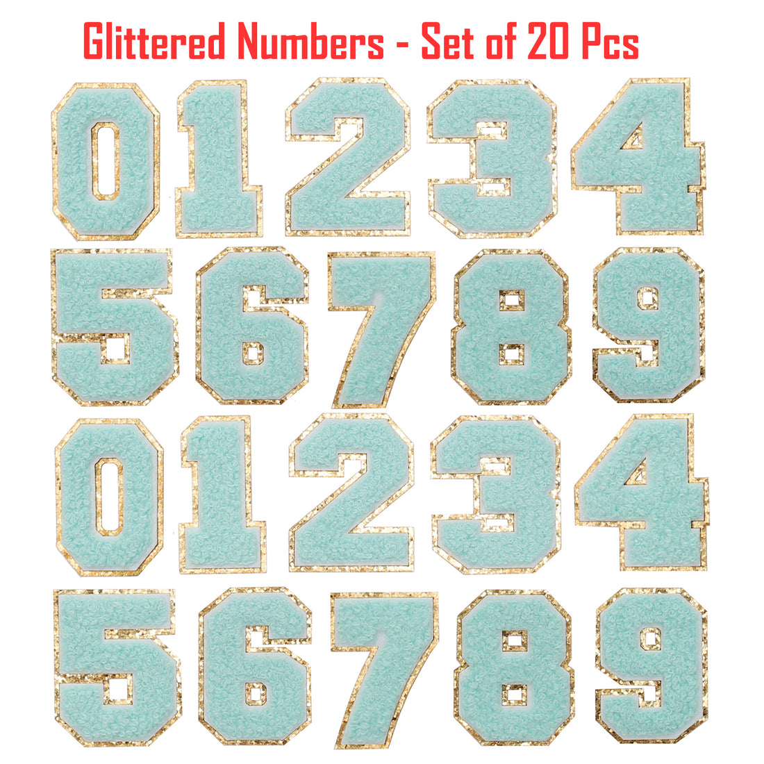 20PCS Blue Iron-on Chenille Number Patches for Clothing, Jackets, Backpacks - Numbers 0 to 9 Applique Iron on Repair Patches