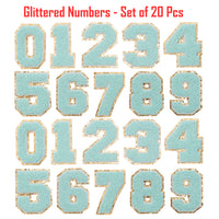 20PCS Blue Iron-on Chenille Number Patches for Clothing, Jackets, Backpacks - Numbers 0 to 9 Applique Iron on Repair Patches