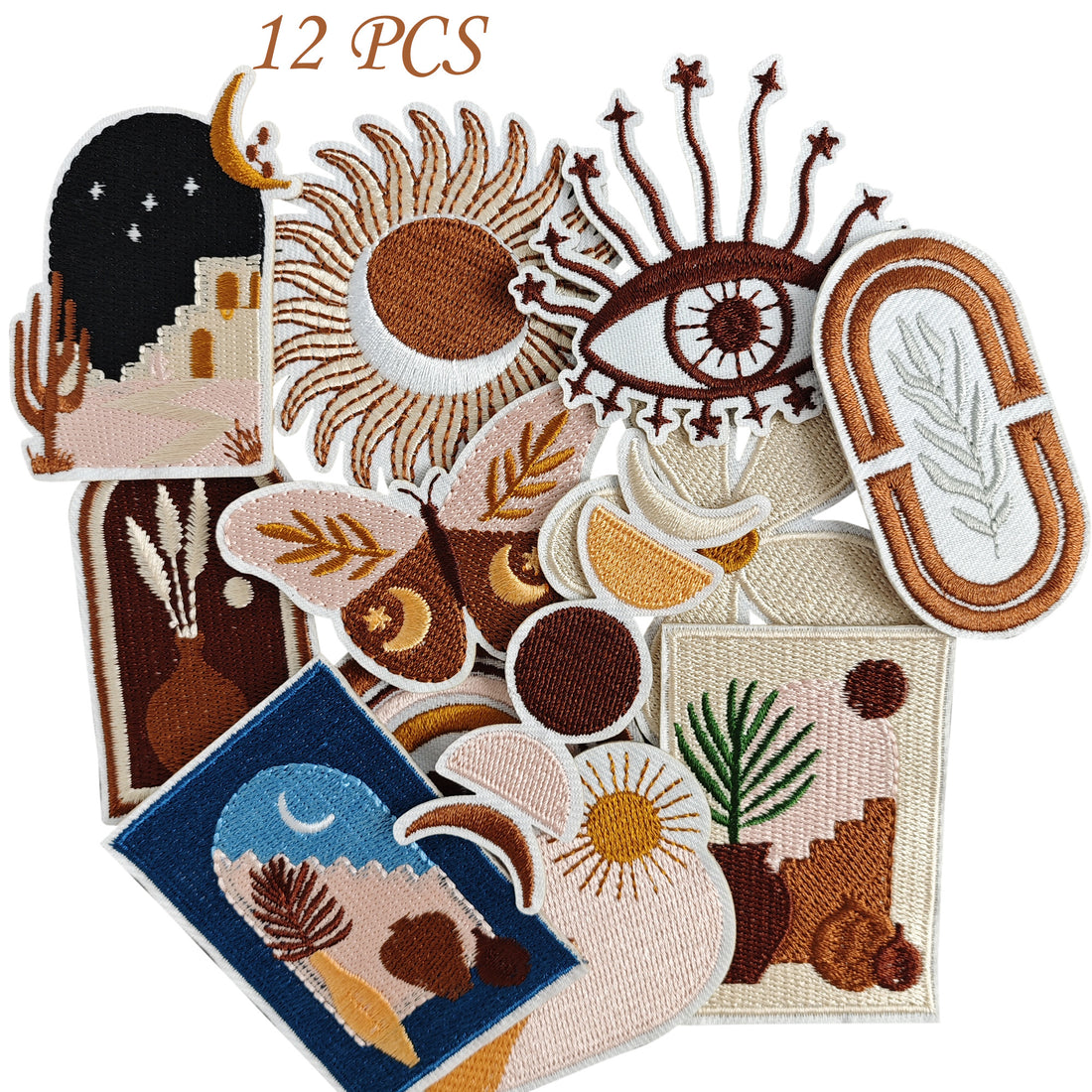 12Pcs Bohemia Iron on Embroidered Patches Exotic Embroidered Iron on Wheat Patch Sew on Applique for Clothes, Iron-on Patches / Sew-on Appliques Patches for Clothing, Jackets, Backpacks, Caps, Jeans