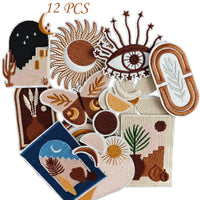 12Pcs Bohemia Iron on Embroidered Patches Exotic Embroidered Iron on Wheat Patch Sew on Applique for Clothes, Iron-on Patches / Sew-on Appliques Patches for Clothing, Jackets, Backpacks, Caps, Jeans
