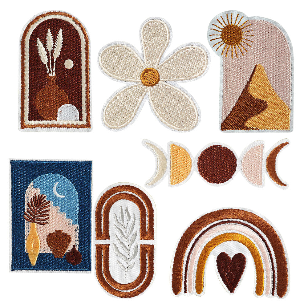 12Pcs Bohemia Iron on Embroidered Patches Exotic Embroidered Iron on Wheat Patch Sew on Applique for Clothes, Iron-on Patches / Sew-on Appliques Patches for Clothing, Jackets, Backpacks, Caps, Jeans