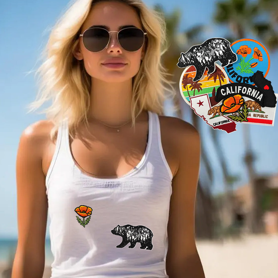 8Pcs California Patches Embroidered Iron on Patch for Clothes, Iron-on Patches / Sew-on Appliques Patches for Clothing, Jackets, Backpacks, Caps, Jeans
