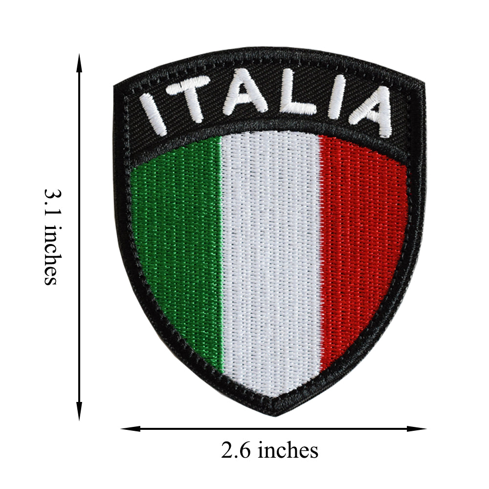 Italy Flag Shield Patch, Hook and Loop Embroidered Patch for Military Uniform, Tactical Bag, Jacket, Jeans, and Hats