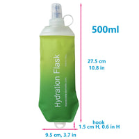 250ml Green Gradient Recycable, food-graded, safety collapsible soft flask hydration bottle FDA approved leakproof flask
