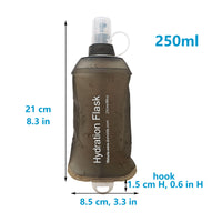 250ml soft water bottle hydration flask pink and blue gradient soft flask TPU material collapsible water bottle for running hiking camping travelling etc