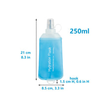 250ml soft water bottle hydration flask pink and blue gradient soft flask TPU material collapsible water bottle for running hiking camping travelling etc