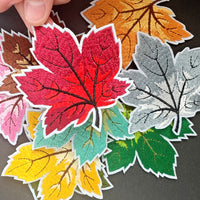9Pcs Maple Patches Embroidered Iron on Vivid Leaf Bright Color Maple Patch for Clothes, Iron-on Patches / Sew-on Appliques Patches for Clothing, Jackets, Backpacks, Caps, Jeans