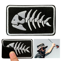 Fishing Tactical Badge Hook and Loop Embroidered Patch Fish Bone for DIY Fisher Clothes, Bags etc