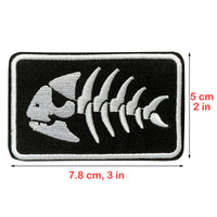 Fishing Tactical Badge Hook and Loop Embroidered Patch Fish Bone for DIY Fisher Clothes, Bags etc