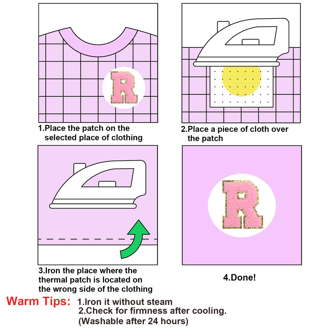 26PCS Pink Iron-on Chenille Letter Patches for Clothing, Jackets, Backpacks - Alphabet Applique Iron on Repair Patches