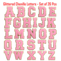 26PCS Pink Iron-on Chenille Letter Patches for Clothing, Jackets, Backpacks - Alphabet Applique Iron on Repair Patches