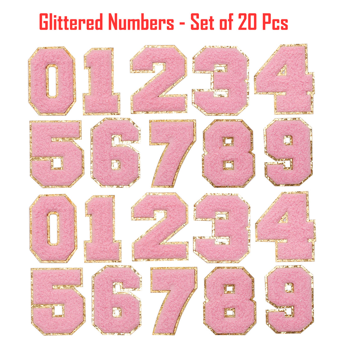 20PCS Purple Iron-on Chenille Number Patches for Clothing, Jackets, Backpacks - Numbers 0 to 9 Applique Iron on Repair Patches