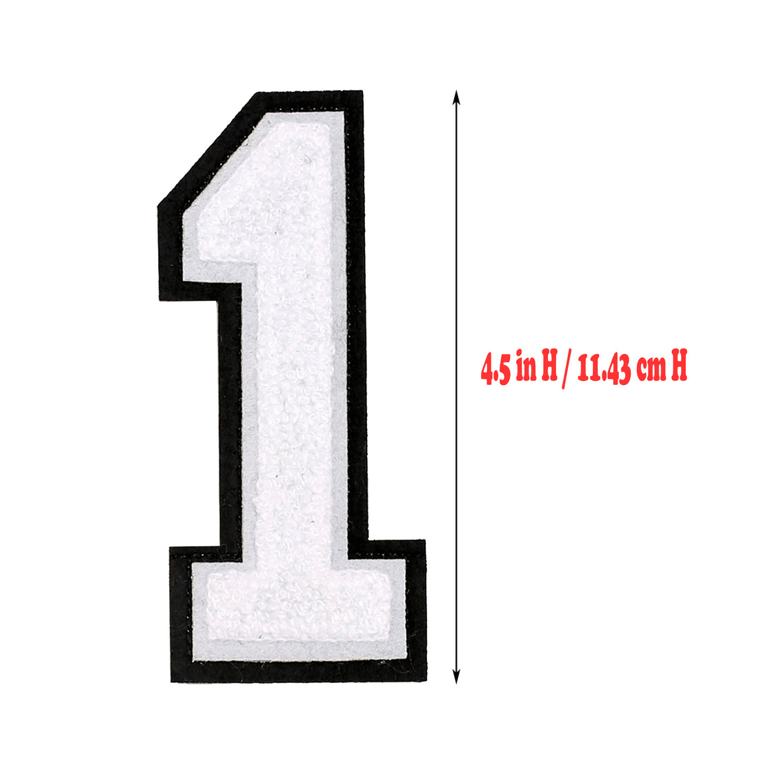 3PCS White/Black Chenille Number, 4.5" Iron on Number Patches, Chenille Stitch Numbers 0 to 9 Patches for Clothing