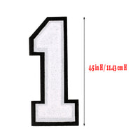 3PCS White/Black Chenille Number, 4.5" Iron on Number Patches, Chenille Stitch Numbers 0 to 9 Patches for Clothing