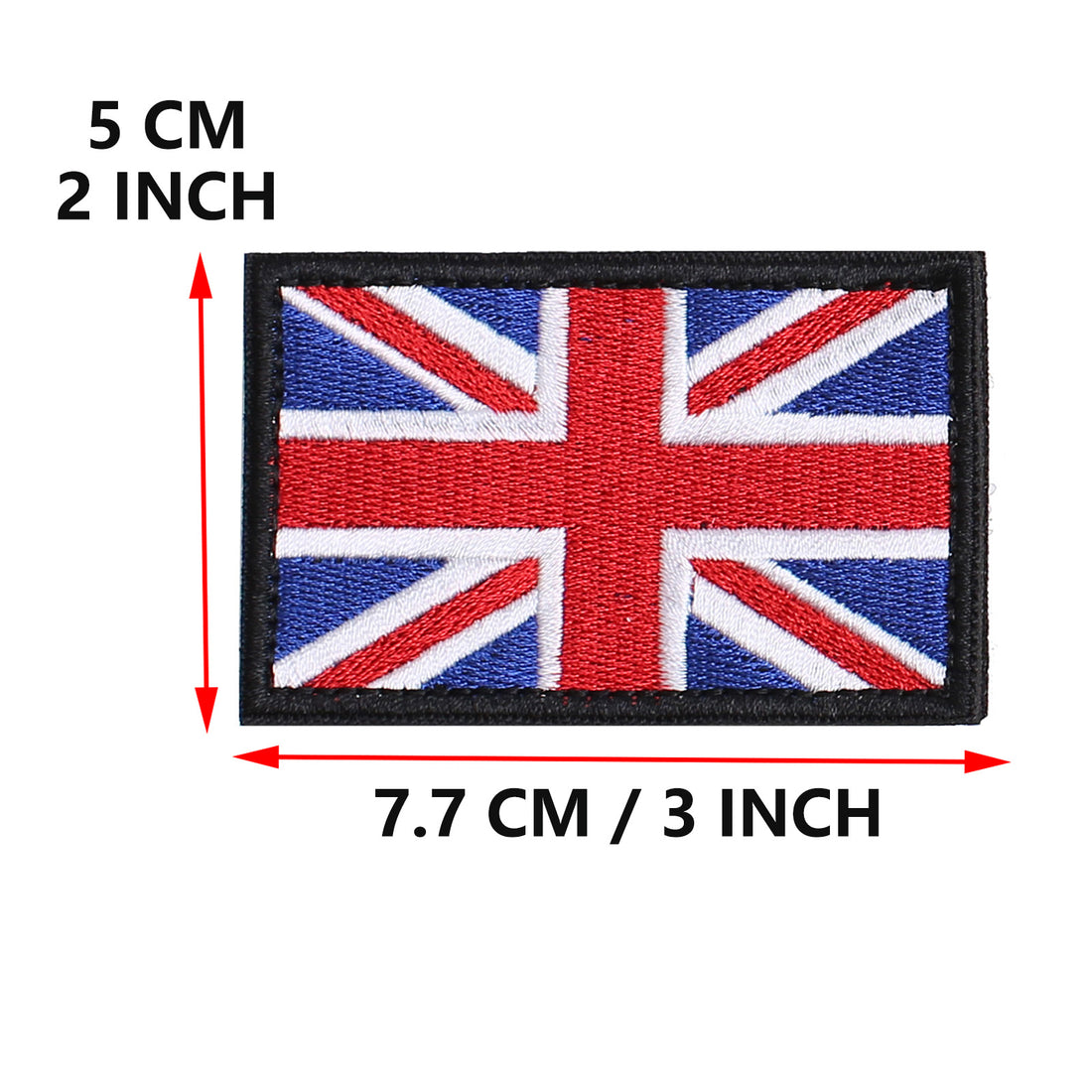 UK Flag 5 x 8 cm Patch, Hook and Loop Embroidery Patches for Uniform, Tactical Bag, Jacket, Jeans, and Hats