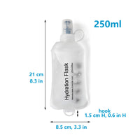 250ml soft water bottle hydration flask pink and blue gradient soft flask TPU material collapsible water bottle for running hiking camping travelling etc