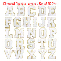 26PCS White Iron-on Chenille Letter Patches for Clothing, Jackets, Backpacks - Alphabet Applique Iron on Repair Patches