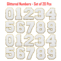 20PCS White Iron-on Chenille Number Patches for Clothing, Jackets, Backpacks - Numbers 0 to 9 Applique Iron on Repair Patches