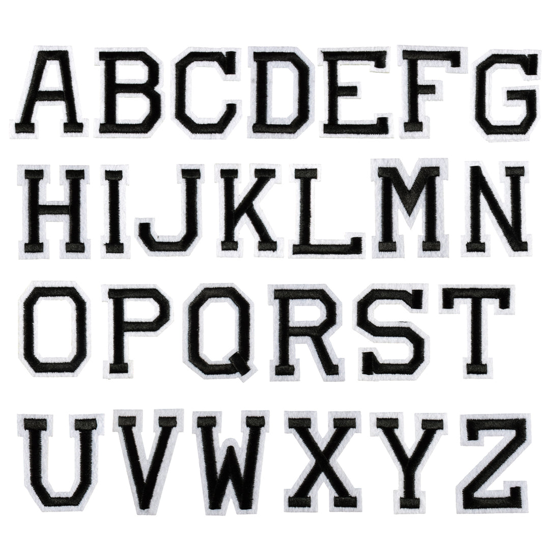Iron on Sew on Letter Patches for Clothes, 26pcs Alphabet A to Z, Classic Black