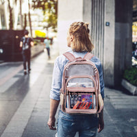 Large Volume Bookbag, School Bag, Travel Bag, PVC Bag See Through Bag Clear Bag Stadium Approved, Transparent See Through Clear Backpack, School Bag for Work, Sports Games