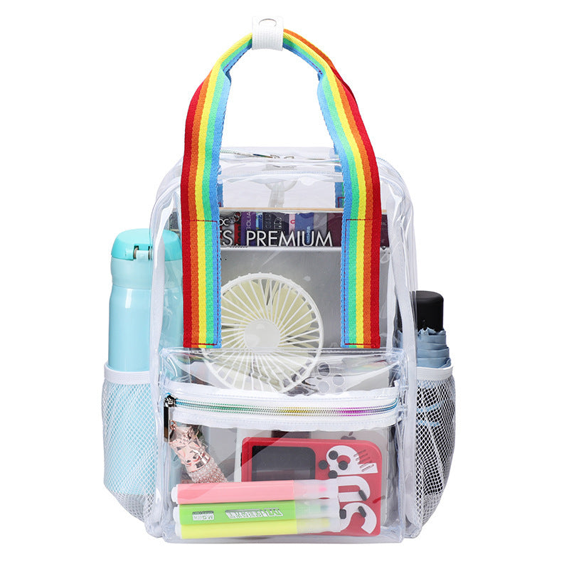 Popular Fashionable Bookbag, School Bag, Travel Bag, PVC Bag See Through Bag Clear Bag Stadium Approved, Transparent See Through Clear Backpack, School Bag for Work, Sports Games, Events